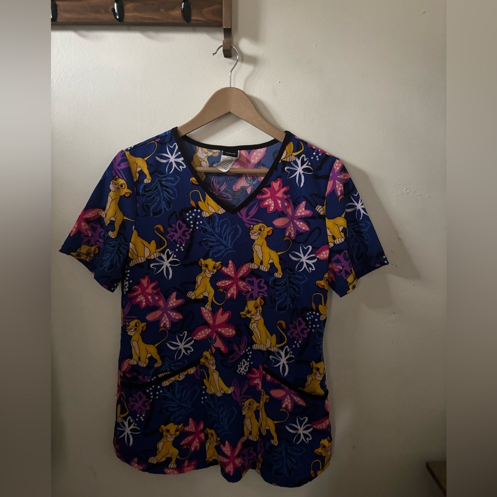 Colorful Lion King Themed Scrub Top